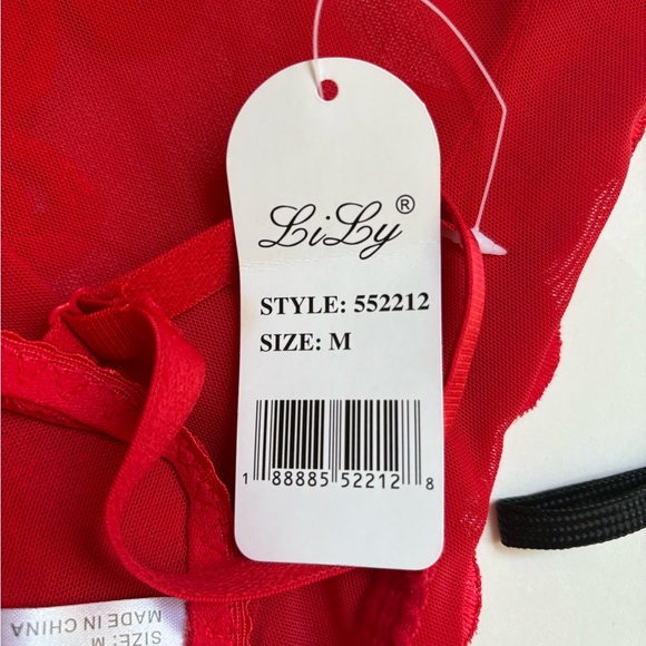 Lily  Red Lace-Up Sheer Top - Picture 13 of 15